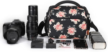 DOMISO Camera Bag Case Waterproof Anti-shock Shoulder Bag, Flower