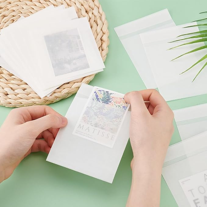 PH PandaHall 60Pcs Glassine Bags Self Seal Glassine Paper Envelopes, Self Adhesive Paper Bag Waxed Paper Storage Bag for Cookie Candy Soap Cards Snacks Food Treat Gift Favor,5.12x3.62inches