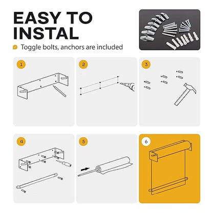 IDL Packaging 24" Wall Mounted Kraft Paper Roll Dispenser & Cutter for Rolls up to 24" Wide and 9" in Diameter – Durable Paper Holder with a Serrated Blade – Wall Mount Set Included