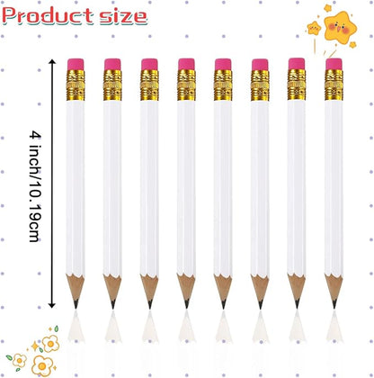 Adhere 25pcs Golf Pencils with eraser Hexagon Wooden Pencils Graphite 2B for Golf Event Scoring,Classroom,Wedding,Company Meetings,Pew, Pocket (white)