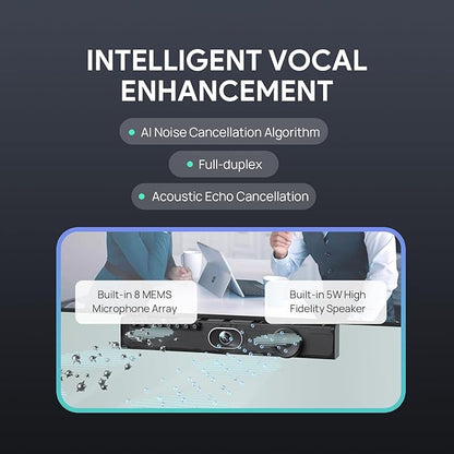 Yealink UVC40 4K 60FPS USB Video Conference Camera, Teams Zoom Certified,133° Wide Angle Webcam with 8 Microphones and Speakers, Audio and Video Conferencing System for Small and Huddle Rooms USB-A