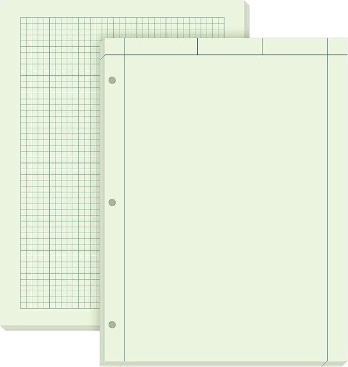 Seajan 2 Pcs Engineering Computation Pad Engineer Pad 8.5 x 11 Inches Engineering Notebook Graph Paper Notebook, 5 Squares Per Inch Evidence Engineering Pad, 100 Sheets/Pack (Green)