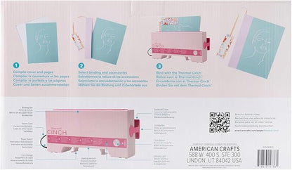 We R Memory Keepers Thermal Cinch Binding Machine Pink 12 Inch, Includes Thermal Book Binding Machine, Book Spines, and Clips, Create DIY Journals, Notebooks, Scrapbooks, Photo Books, and Documents