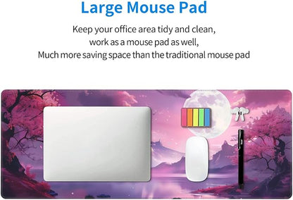 Gaming Mouse Pad Desk Pad,Extended Big Mouse Pad,31.5x11.8 Inch Long Computer Keyboard Mouse Mat Mousepad with 3mm Non-Slip Base and Stitched Edge for Gaming and Office… (Pink Canyon)