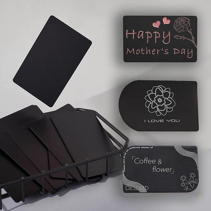 Thick Black Aluminum Metal Business Cards Anodized Aluminum 86 X 54 X 0.8mm 15 pcs Include Protector Sleeves(Frosted)