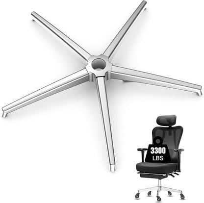 Office Chair Base Replacement (3300 lbs) - Heavy Duty Alloy Office Chair Base Replacement, Office Chair Reinforced Metal Legs, Universal Gas Cylinder and Caster Socket (Office Chair Base)