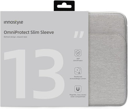 Protective 13 Inch Laptop Sleeve for 13 13.3 MacBook Air/Pro, 13 HP Dell Lenovo Asus Notebook - Shockproof, Water-Resistant with Accessory Pocket (Gray, 13 inch)