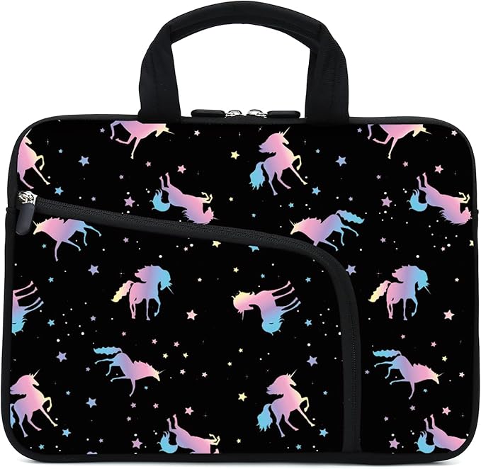 11.6" 12.2 inches Laptop Sleeve Chromebook Case Ultrabook Case Notebook Sleeve Tablet Case Neoprene Handle Sleeve for Men Women, Two Pockets Fit Apple MacBook Air Samsung Acer HP DELL(Unicorn)