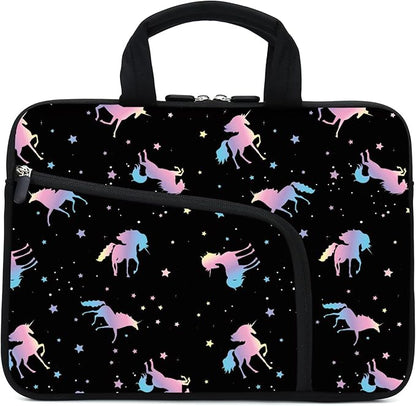 11.6" 12.2 inches Laptop Sleeve Chromebook Case Ultrabook Case Notebook Sleeve Tablet Case Neoprene Handle Sleeve for Men Women, Two Pockets Fit Apple MacBook Air Samsung Acer HP DELL(Unicorn)