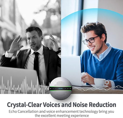 Bluetooth Conference Speakerphone SP300KIT 2pk Bundle, up to 16 Attendees, 18H Call Time, 360°Voice Pick-up 2x6 AI Echo & Noise Canceling Microphones, Daisy Chain