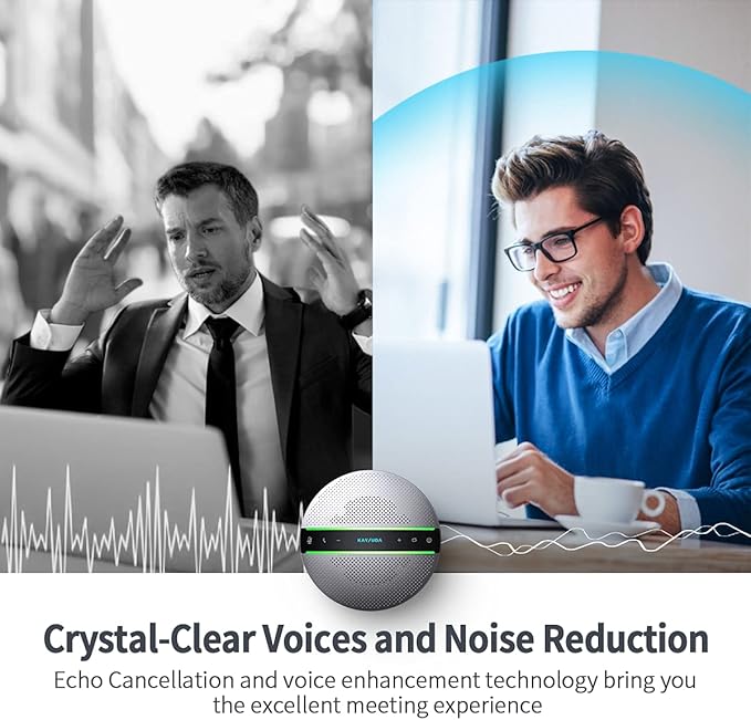 2 in 1 Daisy-Chain Conference Speaker for 12 Attendees, Each Bluetooth Speakerphone with 6 Mics, USB/Dongle/Bluetooth Connection, Compatible with Conferencing Apps for Home Office