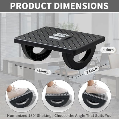 Foot Rest for Under Desk at Work - Ergonomic Foot Stools for Under Office Desk - Rocking Footrest with Roller Massager - Leg Rest for Chair, Computer Gaming - Promote Leg Circulation