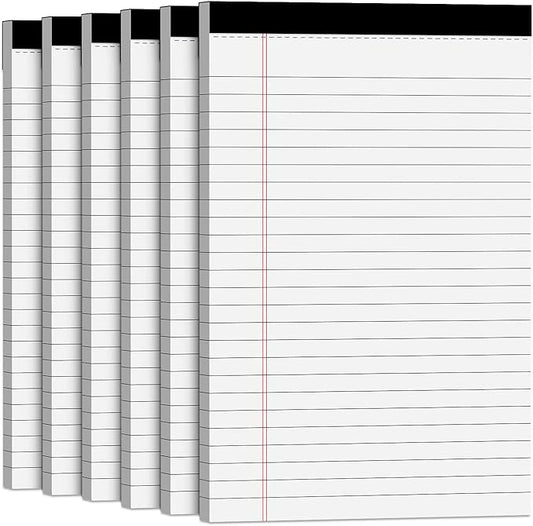 Note Pads 5x8 Small Legal Pads White Notepad, 6 Pack, Narrow Ruled Notepads, Micro Perforated Legal Writing Pads Memo Pad, 30 Sheet/Note Pad, Notebook Paper Tablet for School, Lined Legal Pad 5x8''