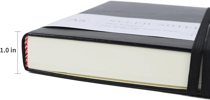 Journal Notebook Journal for Men/Women Journals for Writing A5 180Sheets 360Pages College Ruled Notebook 100gsm Lined Paper Leather Hardcover Journal 5.9'' X 8.4'' (Black)