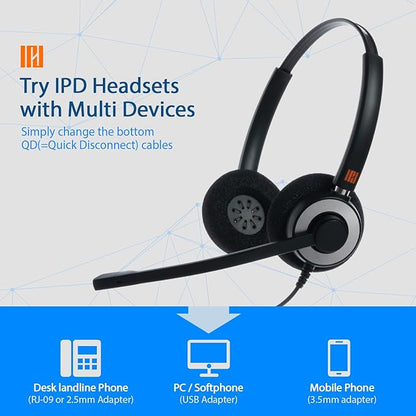 IPD IPH-165 Phone Headset with Noise Cancelling Microphone for Office and Call Center-Compatible with Avaya 1608 1616 9601 9608 9611 9611G 9620 9621 9630 9631 9640 9641 9650 9670 J139 J159 J169 J179