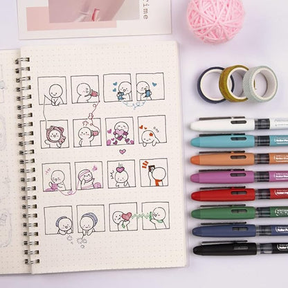 WRITECH Liquid Ink Rollerball, 0.5mm Extra Fine Point, Smooth Writing Quick Dry Roller Pens 8 Assorted Colors for Journaling, Drawing & Sketching (Vintage)