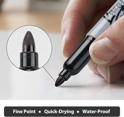 Permanent Markers Bulk, 84 Pack Black Permanent Marker Set, Fine Tip, Waterproof Markers, Premium Smear Proof Pens, Waterproof, Quick Drying, Office Supplies for School, Office, Home