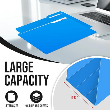 File Folders,IntoJoy 120 Pack Colored File Folder Letter Size, 1/3 Cut Tab Filing Folders for Office School Business File Document Organization,Blue