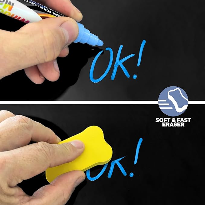 Desktop Whiteboard - Glass Dry Erase White Board - Desk Computer Buddy – Home Office & Studying Essentials - with Phone & Tablet Slot, Storage - Includes 4 Markers, 1 Eraser, Black (2 Pack)