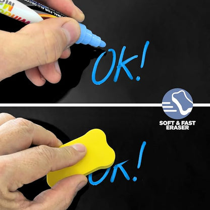 Desktop Whiteboard - Glass Dry Erase White Board - Desk Computer Buddy – Home Office & Studying Essentials - with Phone & Tablet Slot, Storage - Includes 4 Markers, 1 Eraser, Black (2 Pack)