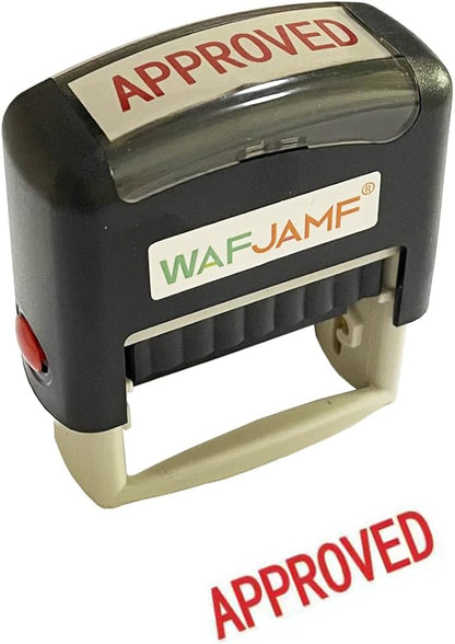 WAFJAMF Approved Message Stamp Self-Inking Rubber Stamp Office Stamp Red Ink-Medium