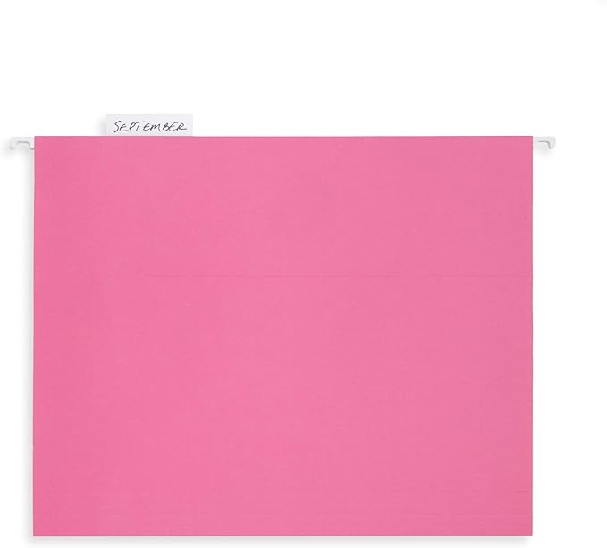 Blue Summit Supplies Hanging File Folders, 25 Reinforced Hang Folders, Designed for Home and Office Color Coded File Organization, Letter Size, Pink, 25 Pack