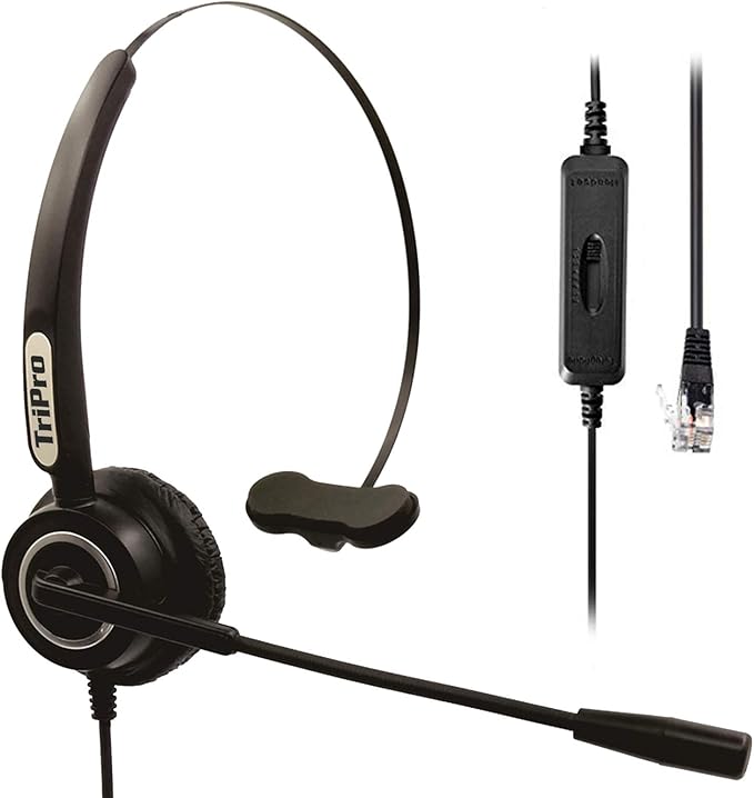 TriPro 4 Pin RJ9 Telephone Headset for Landline Desk Phones (H510-RJ)