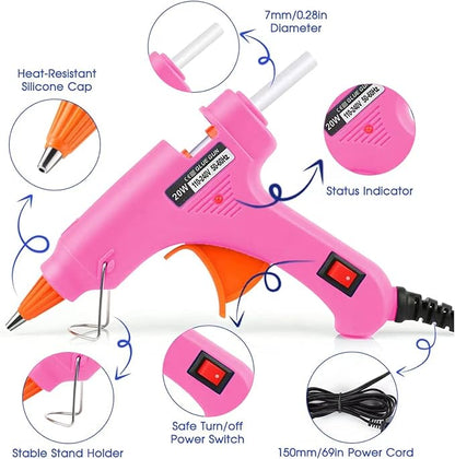 Mini Hot Glue Gun 2-Pack Blue Pink 35pcs Hot Glue Sticks for Quick Fix Artist DIY Art Home 20w