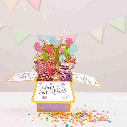 Asmallgf Happy 26th Birthday Pop Up Card for Women Men, Sweet 26 Bday 3D Greeting Card for Him Her, Great 26 Years Old Birthday Gift Ideas for Husband Wife
