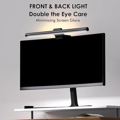 Quntis Monitor Light Bar with Remote, 16.7'' Eye Care No Glare Computer Light Bar with Backlight, Auto-Dimming & Timer, Stepless Dimming Monitor Lamp for Desk Gaming Home Office Curved Monitors