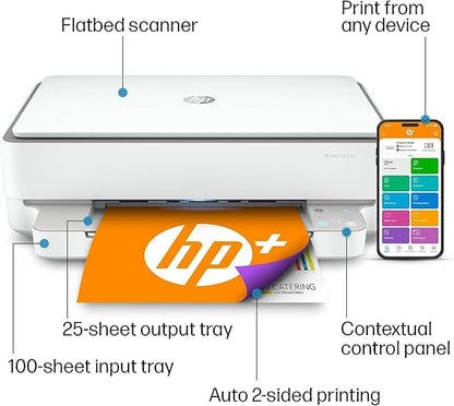 HP ENVY 6055e Wireless Color All-in-One Printer with 3 Months Free Ink with HP+ (223N1A) (Renewed)