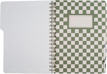 Fringe Studio Large Tab Notebook,Neutral Checks, Flexible Paperback Cover, 5 Subject/Die-Cut Dividers, 7.25" X 10", 180 Lined Pages, Multicolor (343PA002FSC)