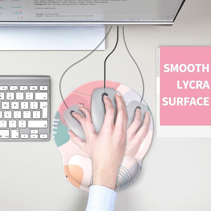 eulps Mouse Pad with Wrist Rest, Comfortable Computer Mousepad with Gel Wrist Support Smooth Surface and Non-Slip PU Base for Pain Relief, Laptop, Office & Home (Floral Fantasy)