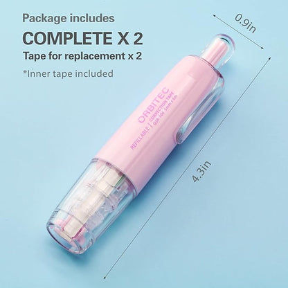 Refillable Retractable Quick Dry Correction Tape,Mini Small Japan Aesthetic Cute Correction Tape, with Easy to Use Kawaii Pen Shaped Applicator,for School Office Supplies