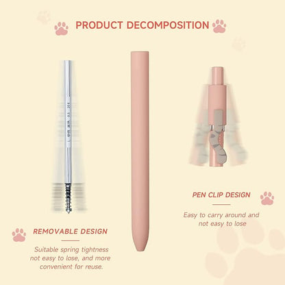 UIXJODO Cat Pens, 4 Pcs 0.5mm Cute Kawaii Pens Black Ink Pens Fine Point Smooth Writing Pens, High-End Series Cat's Tail Retractable Pens for Journaling Note Taking (4 Pcs Cat)
