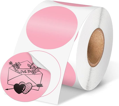 Phomemo 2” Color Circle Thermal Labels, Self-Adhesive Round Sticker Label, Circular Direct Thermal Printer Label for Phomemo 241bt, D520BT, B246D Label Printer, 750 Labels/Roll, Pink