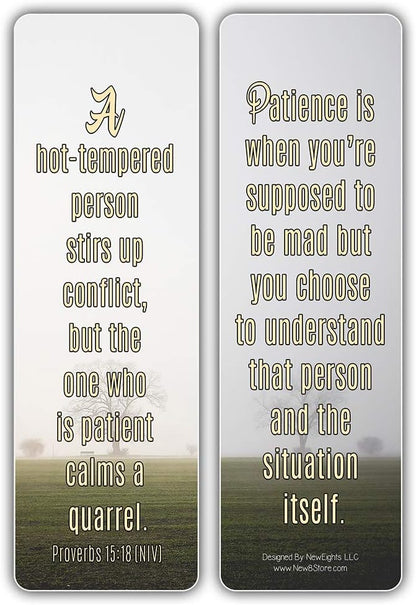NewEights Famous Verses and Quotes on Patience Bookmarks (12-Pack) – Daily Motivational Card Set – Epic Collection Set Book Page Clippers – Cool Gifts for Men, Women – Bible Verses Sayings