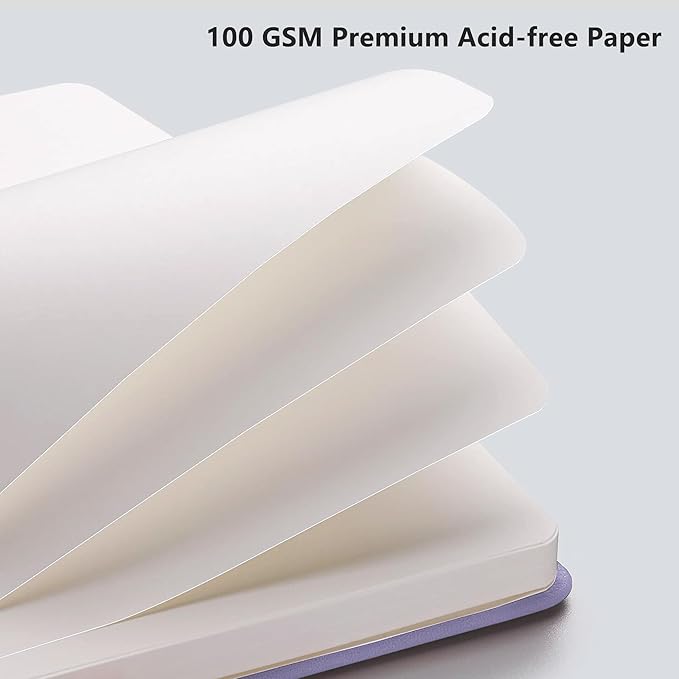 RETTACY Blank Journal Notebook, A5 Blank Journal with 192 Pages, 5.7'' × 8.3'' Medium Size, 68 LB/100 GSM Thick Paper, Leather Hardcover, for Sketching, Drawing, Painting (Purple)