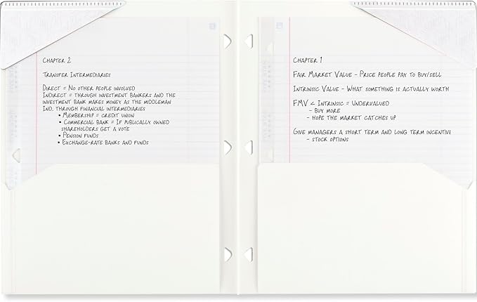 Five Star 2-Pocket Folder, Plastic Folder with Stay-Put Tabs, Fits 3 Ring Binder, Holds 8-1/2" x 11" Paper, White (333420I-ECM)