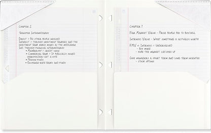Five Star 2-Pocket Folder, Plastic Folder with Stay-Put Tabs, Fits 3 Ring Binder, Holds 8-1/2" x 11" Paper, White (333420I-ECM)