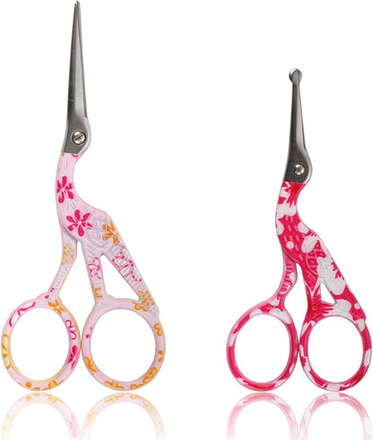 Stork Bird Rounded Safety Tip Embroidery Craft Stainless Steel Crane Scissors - Assortment E - 20 Pairs