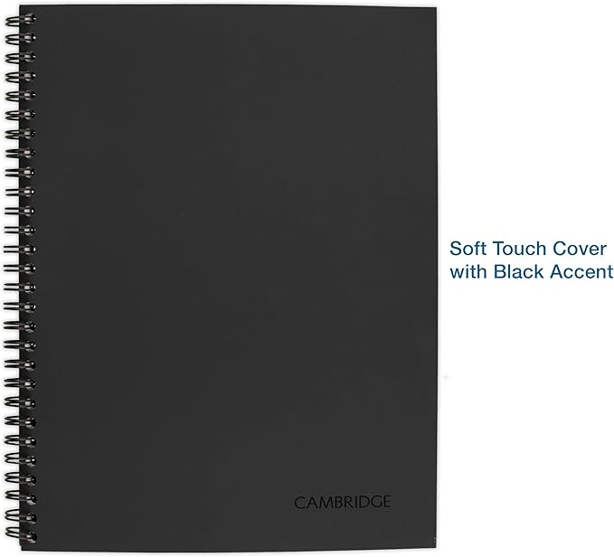 Cambridge Notebook, Business Notebook, 7-1/4" x 9-1/2", 80 Sheets, Ruled, Action Planner, Flexible Cover, Wirebound, Gray (06122)