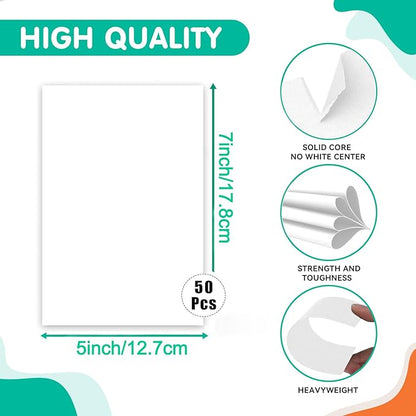 50 Sheets Thick Paper White Cardstock 5 x 7 Inch Smooth Heavy Cards Stock Printer Paper for Invitations, Menus, Wedding, DIY Cards, 250GSM Thick Paper