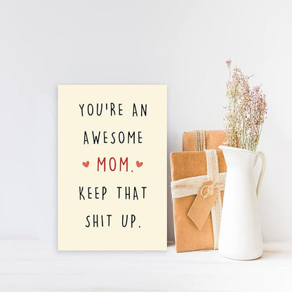 OJsensai Funny Mother’s Day Card for Mom Sister, Awesome Mom Mothers Day Gifts for Daughter, Best Mother's Day Gift Idea for Wife Girlfriend, You’re An Awesome Mom Card