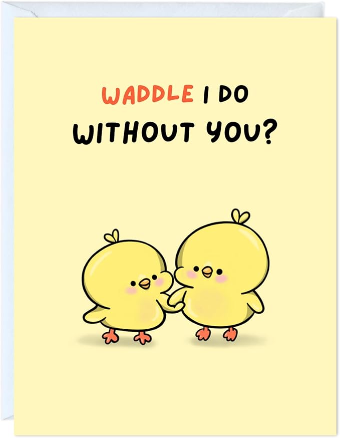 ALY LOU Anniversary Card for Her Him/Girlfriend Wife/Husband Boyfriend, Friendship Thank You Birthday Kawaii Greeting Card (Waddle I do ...)