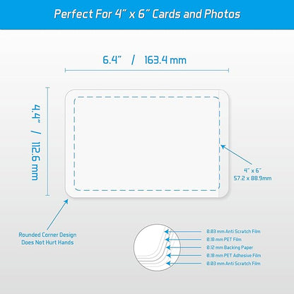Self-Sealing Laminating Pouches, 4.4" x 6.4'', 18mil, 20 Pack, Easy-to-Use, No Machine Needed, Preserve Photos, Cards & More, Durable, Waterproof Seal, Ideal for Home, Office & School Use