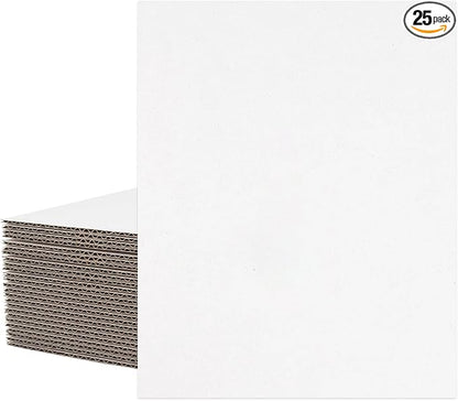 Mat Board Center, 25 pack 16x20 Corrugated Cardboard sheet, 1/8 inch thick, Flat Cardboard Inserts for Mailing, Packaging & Shipping, Cardboard Backing, Craft Card Board (White on one side)
