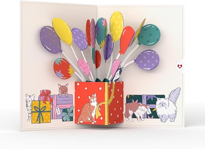 Lovepop Birthday Pop-Up Card for Her, Him, Men, Women - 3D Animal Greeting Cards - Curious Cats - 5" x 7" - Blank Notecard & Envelope Included