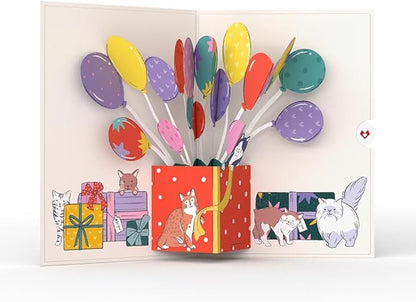 Lovepop Birthday Pop-Up Card for Her, Him, Men, Women - 3D Animal Greeting Cards - Curious Cats - 5" x 7" - Blank Notecard & Envelope Included