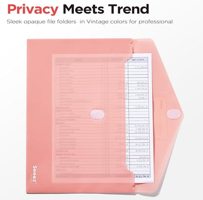 Sooez 20Pack Plastic Envelopes, Plastic File Folder, Folders for Documents Vintage Colors, Super Heavyweight Plastic Document Holder, Storage Pouches, File Envelopes for School Office Supplies